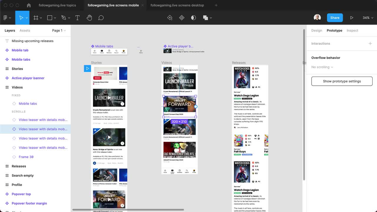 Designing followgaming.live in Figma
